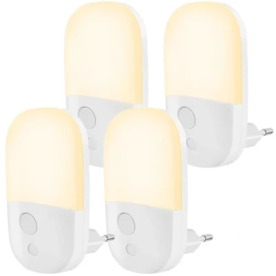 Immagine di CandLuc Luce Notturna da Presa, [4 Pezzi] Luci Notturne con Sensore di Luce, Bambini 3 Livelli Luminosità Regolabile LED per Camerette/Scale/Corridoio/Cucina