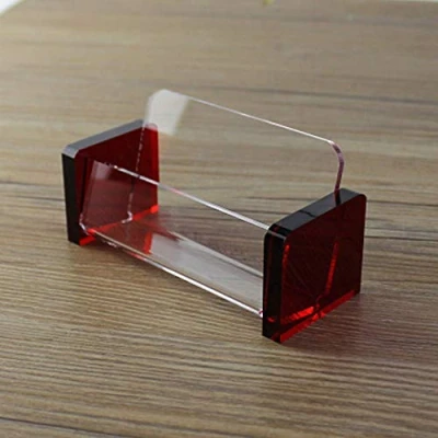 Immagine di espositore per biglietti da visita in acrilico trasparente, visita, scrivania ufficio (1 confezione, rosso)