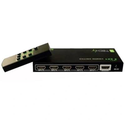 Immagine di Techly 020713 Switch HDMI 5 in 1 out con Telecomando 4K UHD 3D Nero