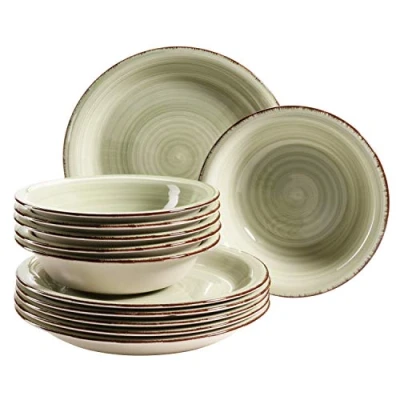 Immagine di Mäser, serie Bel Tempo, set di piatti in gres Verde oliva (Bel Tempo Ii)
