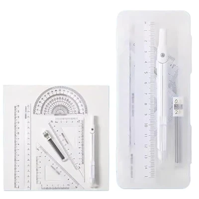 Immagine di WOTZOV Disegno Set di 6 Strumenti per la Geometria Matematica degli Studenti, Incluso Righello, Matita, goniometro, Il