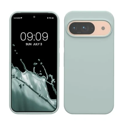 Immagine di kwmobile Custodia Compatibile con Google Pixel 9 Cover Back Case per Pro Protezione Smartphone in Silicone TPU Ricarica Wireless menta freddo