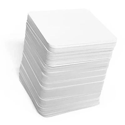 Immagine di Apostrophe Games carte da gioco quadrate vuote (7 cm, e finitura opaca), 200 vuote, flash, tavolo, guida allo studio biglietti per appunti
