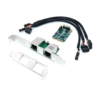 Immagine di Computer District Scheda di rete Mini PCIe a 2 porte RJ45 2,5 Gbps PCI Express mPCIe Doppio Chipset Realtek RTL8125 Squadra Low e High Profile