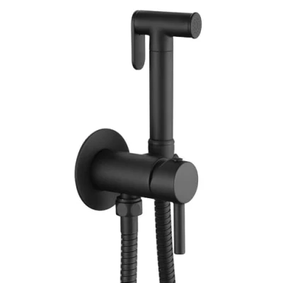 Immagine di LLAVISAN L474651 Rubinetto per Il WC, Black igiene Intima la Sostituzione del Bidet, monocomando Acqua Fredda e Calda con doccetta a Mano. Design Rotondo, Nero Opaco