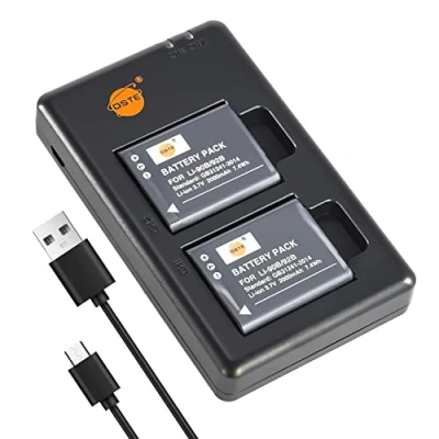 Immagine di DSTE 2PCS LI 90B 92B (2000mAh/3.7V) Batteria Caricatore Compatibile per Olympus SH 1, 50, iHS 60, SP 100, 100EE, Tough TG 2, 3