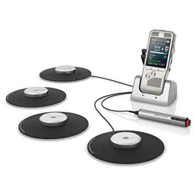 Immagine di Philips DPM8900/02 Registratore di riunioni, con dittafono digitale e 4 microfoni superficie confine per registrazioni audio a 360, incl. SpeechExec Basic (abbonamento 2 anni incluso)