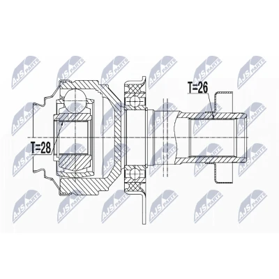 Immagine di NTY NPW VW 051 Kit Giunto Omocinetico Cambio manuale Assale anteriore Dx VOLKSWAGEN: Transporter 5 Bus, 5, Multivan (7HM