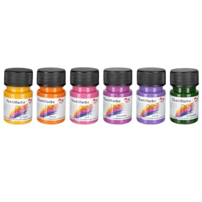 Immagine di Ideen mit Herz Colorante per tessuti, set di colori 6 x 30 ml, altamente pigmentato, tessuti chiari e scuri, lavabile a base d&#039;acqua (colori vivaci)