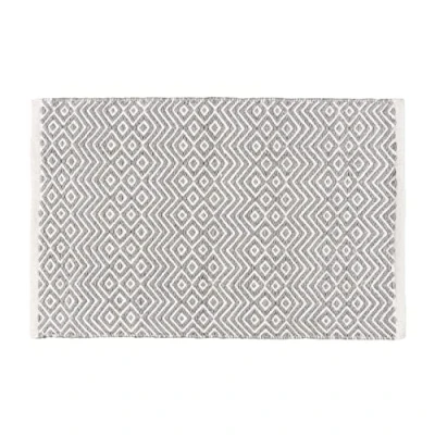 Immagine di WENKO Tappeto da bagno Abai, sostenibile in stile boho, realizzato con bottiglie di PET riciclate, antiscivolo, ad asciugatura rapida e lavabile lavatrice, grigio chiaro/bianco, poliestere, 50x80cm