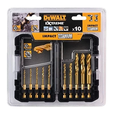 Immagine di DEWALT DT50050 QZ Set 10 Punte Impact Titanium per Avvitatore a Impulsi, Attacco 1/4, in Cassetta, 3, 3.2, 3.5, 4, 4.5, 5, 6, 8, 10, 12 mm