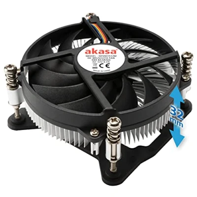 Immagine di Akasa KS12 Raffreddatore a Basso profilo 31,8 mm Refrigeratore CPU PWM rumore TDP 65W AK CC6308EP01 Ottimizzato per custodie Mini ITX e HTPC