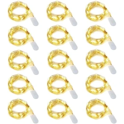 Immagine di Dioxide 15 pezzi 20 LED 2M Mini Lampada a fili di rame Bianco Caldo, Luci stringa d&#039;atmosfera Bottiglia vino per bottiglie Fai da te, feste