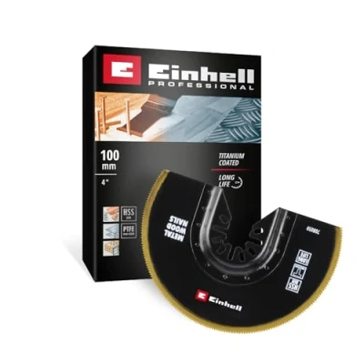 Immagine di Originale Einhell lama da taglio a tuffo bimetallica con rivestimento in titanio Ø 100 mm (finitura PTFE, dentatura metallo, funzione di cambio rapido, adatta ai multiutensili)