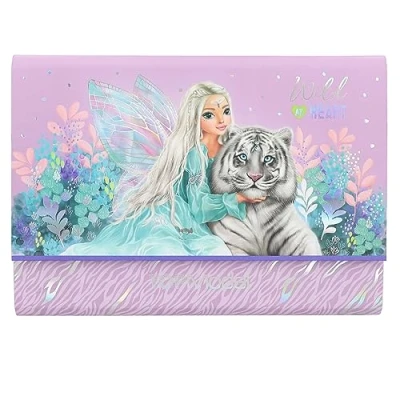 Immagine di Depesche 12708 TOPModel Fantasy Tiger Set di cancelleria in cartellina a Forma ventaglio, incl. 24 Fogli da Lettera 3 Design e Buste