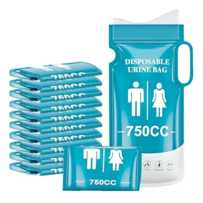 Immagine di YSWOVUO 12 sacchetti per urina da viaggio, 750 ml, uomini, donne e bambini, usa getta viaggi, campeggio, auto, ecc