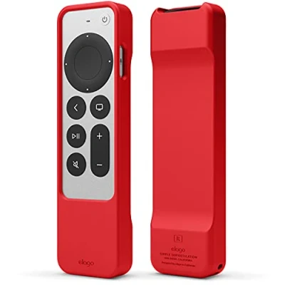 Immagine di elago Custodia R1 Compatibile con Telecomando Apple TV 4K Siri 3a Generazione(2022) e 2a Generazione(2021) Tecnologia Magnetica, Cordino Incluso, Ottima Presa, Assorbimento degli Urti (Rosso)