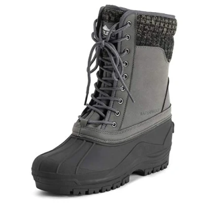 Immagine di Polar Donna Cuff Allacciare Impermeabile Inverno Durevole Suola di Gomma metà Polpaccio Nubuck Muck Neve Pioggia Stivales Grigio UK8/EU41 YC0691