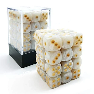 Immagine di Bescon 12mm 6 Sided Dice 36 in Brick Box, Six Die (36) Block of Dice, Marble White