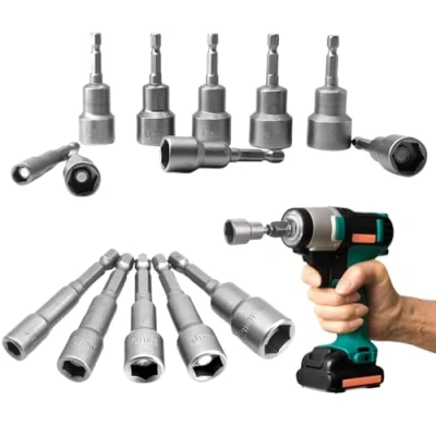 Immagine di Bussole per Avvitatore, 14 Pcs Set di Chiavi a Bussola, 619 mm Hexagon Nut Driver Drill Bit, Bussola Esagonali Magnetico Trapani,Dadi,Adattatori