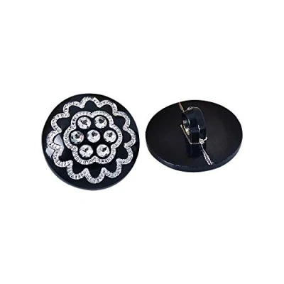 Immagine di Anjing Set di 12 bottoni neri con strass finti per blazer, camicie, cappotti, uniformi, giacche, 18 mm