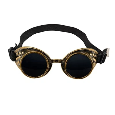 Immagine di Boland 54503 Occhiali steampunk, plastica, banda elastica, lenti scure, misura regolabile, accessorio, carnevale, halloween, festa a tema