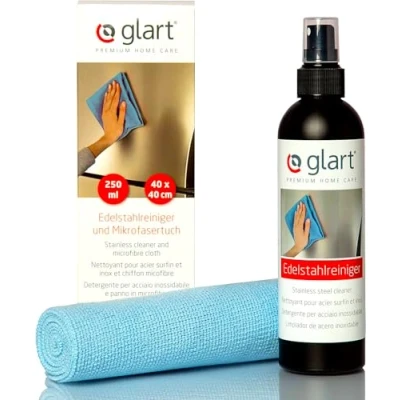 Immagine di Glart Detergente per acciaio inox da 250 ml e panno in microfibra