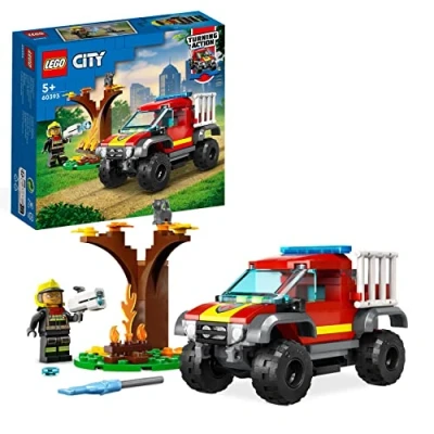 Immagine di LEGO City Fire Soccorso sul Fuoristrada dei Pompieri, Camion Giocattolo Vigili del Fuoco 4x4 Lancia Elementi d&#039;Acqua, Giochi per Bambini e Bambine 60393
