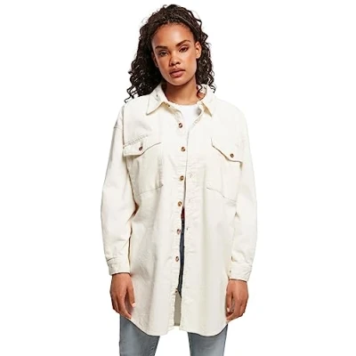Immagine di Urban Classics Ladies LONG Corduroy Overshirt Camicia, Donna, Taglia: Small, Whitesand