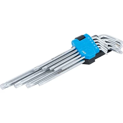 Immagine di Juego de llaves acodadas extra largas con perfil en T (para Torx) T10 T50 9 piezas