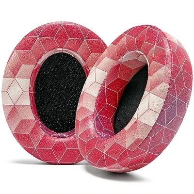 Immagine di WC Cuscini di ricambio per Beats Studio 2 e 3 (B0501, B0500) con senza fili Wicked Cushions NON SI ADATTA solo Pelle morbida, schiuma migliorata adesivo più forte Hex Red