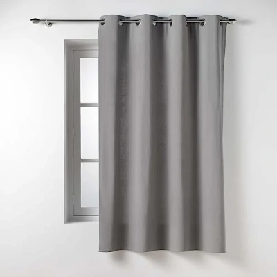 Immagine di Douceur d&#039;Intérieur Twily Tenda con Occhielli, 135 x 180 cm, Grigio, Cotone e Poliestere Riciclato