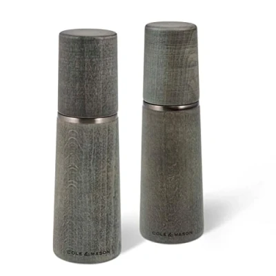 Immagine di Cole &amp; Mason H322022 Marlow Grigio Scuro Macina Sale e Pepe, Precision+, Macinatura Regolabile, Legno di Faggio Tinto, 185mm, Pacco Regalo, Include 2 x Mulini