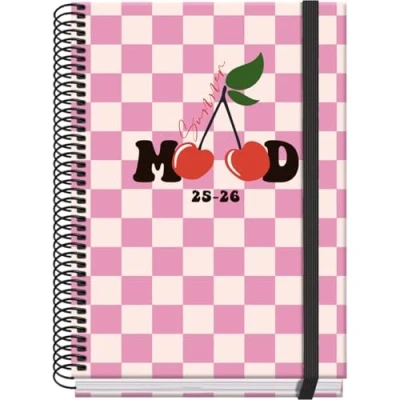 Immagine di Dohe Agenda scolastica 2025 2026 Panoramica settimanale, formato A5 (15 x 21 cm), spagnolo e inglese, da settembre a giugno, rilegatura spirale ed elastico, copertina rigida, 4 pagine adesive