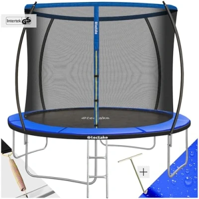 Immagine di tectake® Trampolino Elastico con Rete di Sicurezza, Tappeto Resistente agli Strappi, Struttura in Acciaio Gambe a W, per Bambini e Adulti, Ideale Gioco Fitness Ø 305 cm