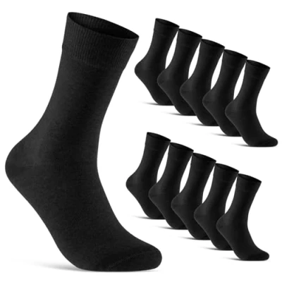 Immagine di sockenkauf24 10 Paia Calze da Uomo e Donna Calzini Classiche Nero Cotone Traspiranti Comode 70201T (Nero 39 42)