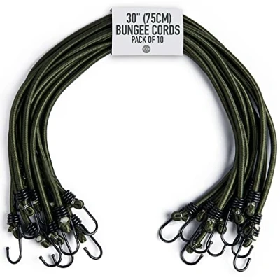 Immagine di Pluvios Robusto 10 Pacco Corde Elastiche Bungee Resistenti Campeggio Bivvy Bivi Conservazione Fai da Te Multiuso 2 Anni di Garanzia