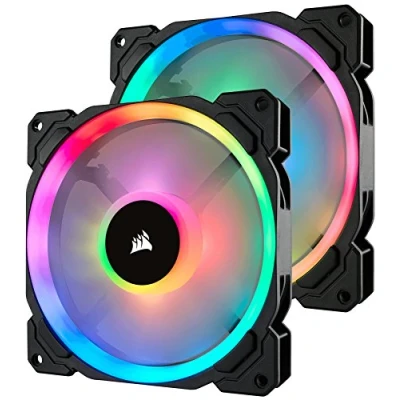 Immagine di Corsair LL140 RGB Ventola da 140 mm, Dual Light Loop LED PWM, Confezione Doppia con Lighting Node PRO