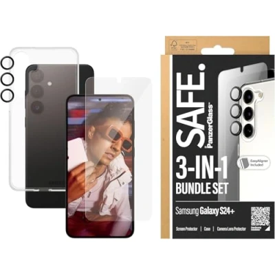 Immagine di PanzerGlass SAFE. by Bundle di Protezione 3 In 1 per Samsung Galaxy S24 Plus Difesa a 360, D3O® Bio, Resistenza ai Graffi