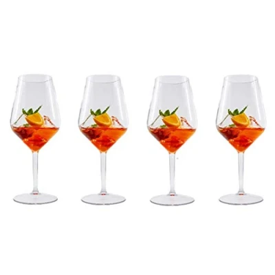 Immagine di Stylgs calici da Vino in Tritan Quasi indistruttibili, Utilizzabile piú Volte e Lavabili Resistenti Bicchieri Multiuso 4 Pezzi