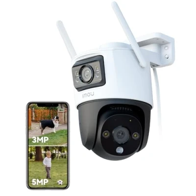 Immagine di Imou 4K (3MP+5MP) Telecamera Wi Fi Esterno Doppio Obbiettivo, 360PTZ Videocamera Sorveglianza con Visione Notturna a Colori, Rilevamento Umano/Veicoli, IP66, Tracciamento Intelligente, 2,4ghz