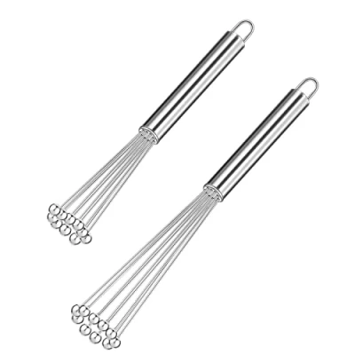 Immagine di set di 2 fruste da cucina in acciaio inox, frusta piccola palla, per uovo, cucinare, mescolare, frusta, (2 pezzi)