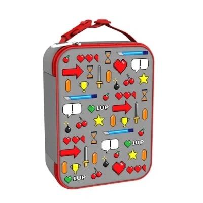Immagine di ION8 Borsa per il Pranzo di Alta Qualità, Tasca Esterna in Rete Bottiglie, Cinghia Nylon con Separazione Appendere, Interno Imbottito e Lavabile, Video Gioco, Poliestere.