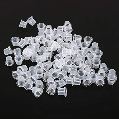 Immagine di tazze di Inchiostri In Plastica per Tatuaggi,Set accessori tappi inchiostro pigmenti a macchina tatuaggi professionali da 100 pezzi,Usa e Getta tazza vernice