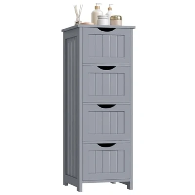 Immagine di WOLTU Mobile da Bagno, Mobiletto Salvaspazio, Laterale con 4 Cassetti, Scaffale Stretto per Bagno Soggiorno Cucina, Moderno,Grigio chiaro, 30x82x30 cm, BZS07hgr