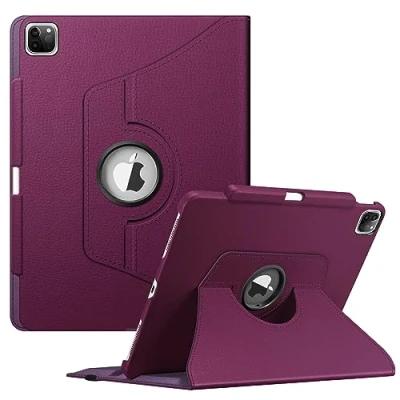 Immagine di FINTIE Rotating Custodia per iPad PRO 12.9&quot; (6ª Generazione 2022), 360 Gradi di Girevole Cover Case [Built in Pencil Holder] con Auto Sonno/Sveglia 2021/2020/2018, Viola