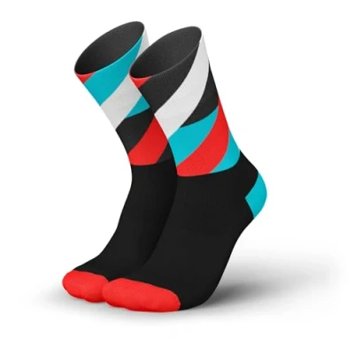 Immagine di INCYLENCE Calzini da corsa per uomo e donna con leggera compressione, 1 paio, LOOPS NERO CIANO INFERNO, 35 38