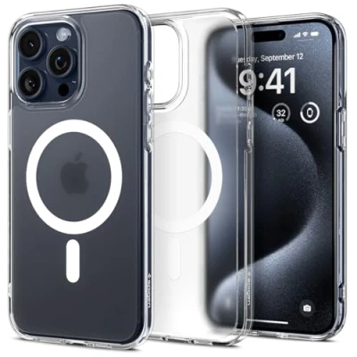 Immagine di Spigen Cover per iPhone 15 Pro Max, Ultra Hybrid MagFit, Compatibile con MagSafe Frost Clear