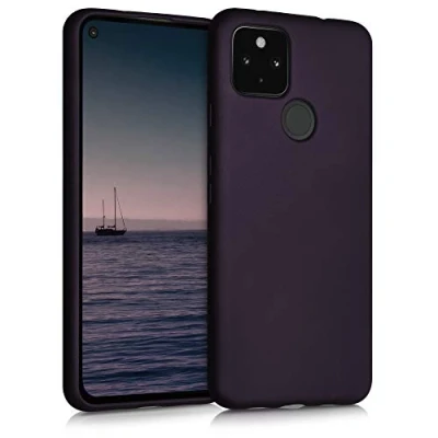 Immagine di kwmobile Custodia Compatibile con Google Pixel 4a 5G Cover Back Case Morbida Protezione in Silicone TPU Effetto metallizzato bordeaux