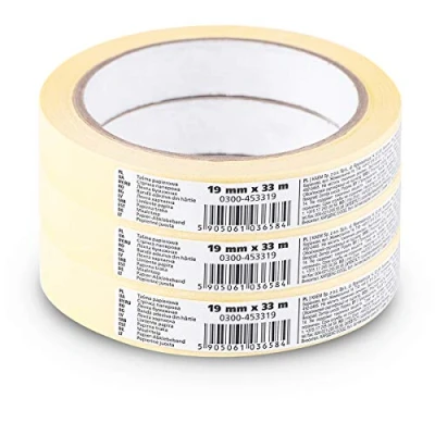 Immagine di Scley Nastro per mascheratura, Larghezza di crepa 19mm, Lunghezza 33m, 3 pezzi da pittore, giallo, in Carta Mascheratura Serie *545*, A0303 450119